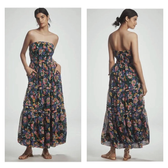 Anthropologie Dresses & Skirts - NWT ANTHROPOLOGIE Somerset Strapless Maxi Dress Women’s SZ XL in Blue Patte